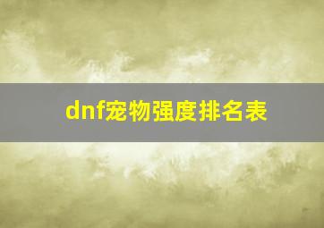 dnf宠物强度排名表