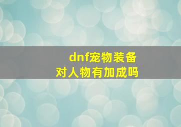 dnf宠物装备对人物有加成吗