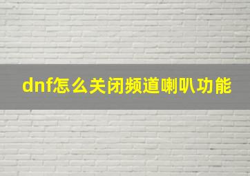 dnf怎么关闭频道喇叭功能