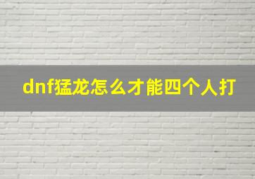 dnf猛龙怎么才能四个人打