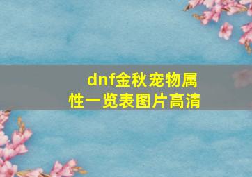 dnf金秋宠物属性一览表图片高清