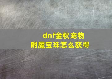 dnf金秋宠物附魔宝珠怎么获得