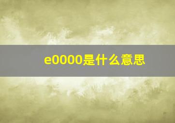 e0000是什么意思