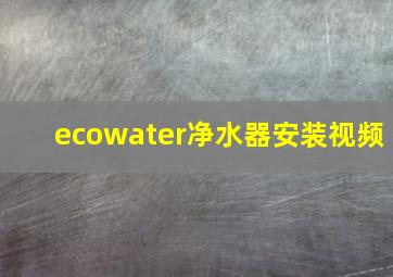 ecowater净水器安装视频