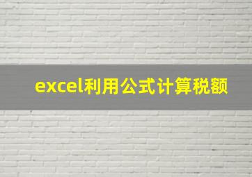 excel利用公式计算税额