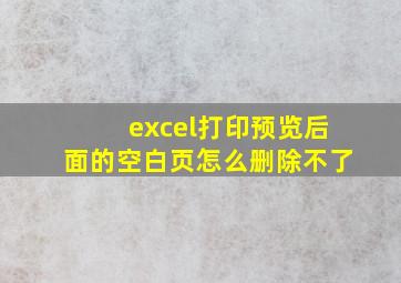 excel打印预览后面的空白页怎么删除不了