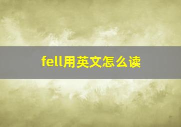 fell用英文怎么读