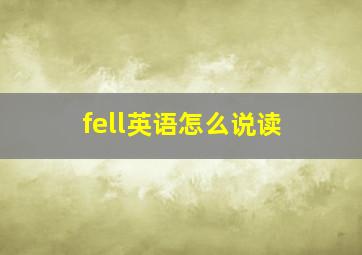 fell英语怎么说读