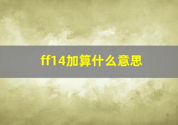 ff14加算什么意思