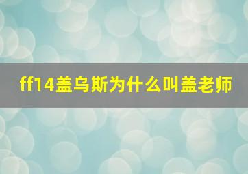 ff14盖乌斯为什么叫盖老师