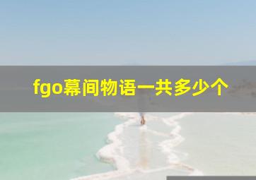 fgo幕间物语一共多少个