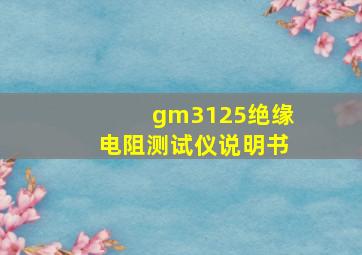 gm3125绝缘电阻测试仪说明书