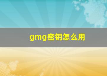 gmg密钥怎么用