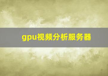 gpu视频分析服务器