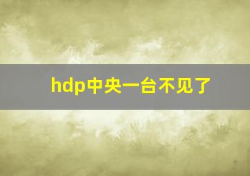 hdp中央一台不见了