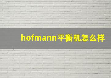 hofmann平衡机怎么样