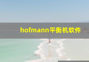 hofmann平衡机软件