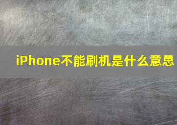 iPhone不能刷机是什么意思