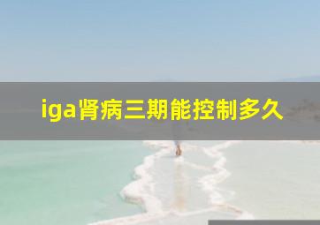 iga肾病三期能控制多久