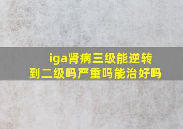 iga肾病三级能逆转到二级吗严重吗能治好吗