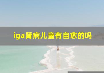 iga肾病儿童有自愈的吗