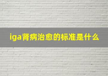 iga肾病治愈的标准是什么