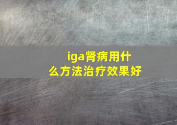 iga肾病用什么方法治疗效果好