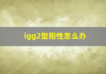 igg2型阳性怎么办