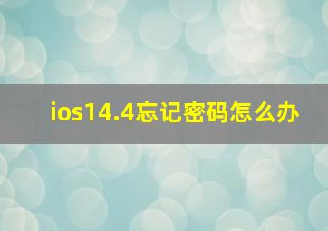 ios14.4忘记密码怎么办