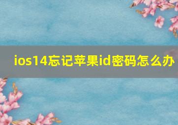 ios14忘记苹果id密码怎么办