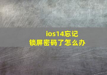 ios14忘记锁屏密码了怎么办