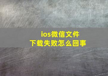 ios微信文件下载失败怎么回事