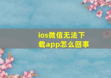 ios微信无法下载app怎么回事