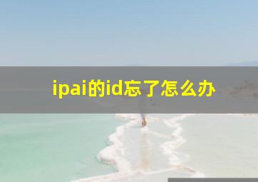 ipai的id忘了怎么办