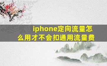 iphone定向流量怎么用才不会扣通用流量费