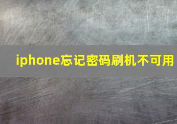 iphone忘记密码刷机不可用