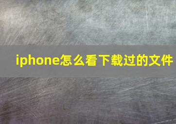 iphone怎么看下载过的文件