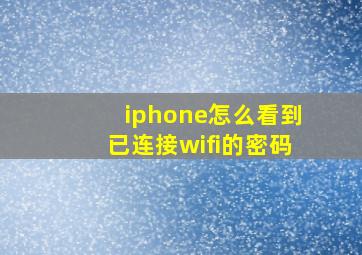 iphone怎么看到已连接wifi的密码