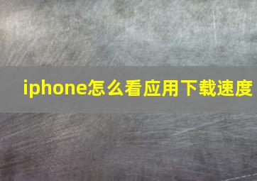 iphone怎么看应用下载速度