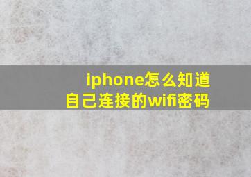 iphone怎么知道自己连接的wifi密码