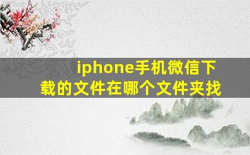 iphone手机微信下载的文件在哪个文件夹找