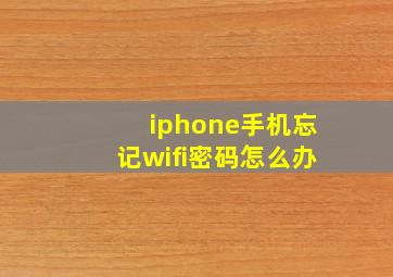 iphone手机忘记wifi密码怎么办