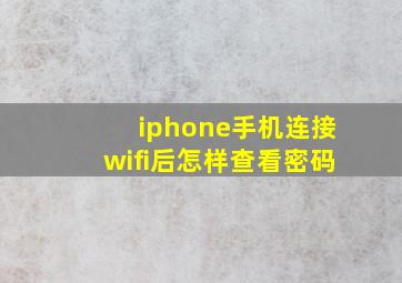 iphone手机连接wifi后怎样查看密码