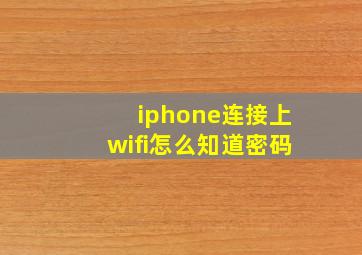 iphone连接上wifi怎么知道密码