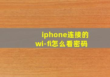 iphone连接的wi-fi怎么看密码