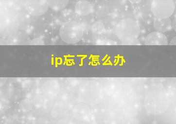 ip忘了怎么办