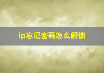 ip忘记密码怎么解锁