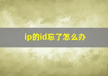 ip的id忘了怎么办