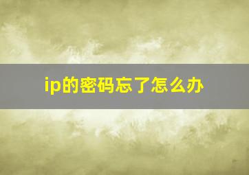 ip的密码忘了怎么办