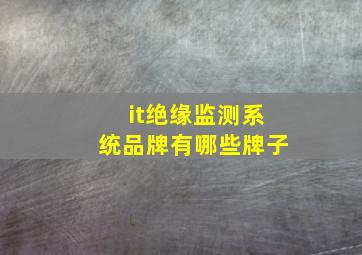 it绝缘监测系统品牌有哪些牌子